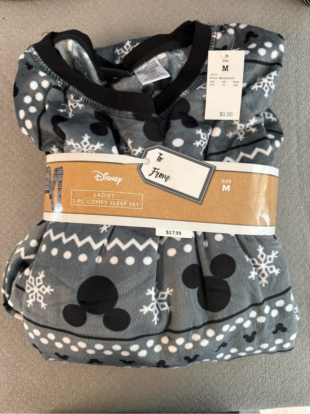 Disney Gray and Black Mickey Mouse Ladies 2-Piece Pajama Set